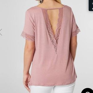(Xs) Daytrip pink mauve lace trim top